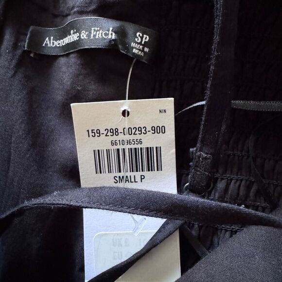 Abercrombie & Fitch Dipped-Waist Bubble Hem Midi Dress SP Black - Picture 7 of 8